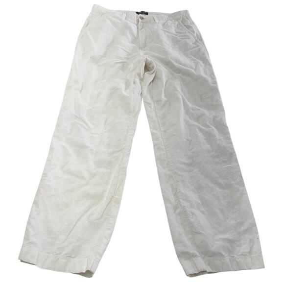 Nautica Pants Mens 32x33 White Classic Fit Linen Blend Chino Flat Front Casual - Picture 1 of 8
